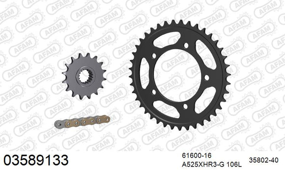 Aprilia RSV 1000 / R / Factory 2004-2008 - AFAM XS-ring Hyper reinforced Chain & Steel Sprocket Kit, 525 (OE Pitch) - 03589133 - P3 Tuning