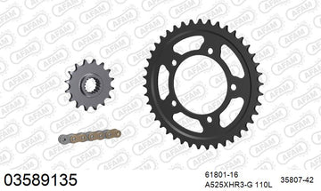Aprilia Tuono V4 APRC (1000cc) 2013-2014 - AFAM XS-ring Hyper reinforced Chain & Steel Sprocket Kit, 525 (OE Pitch) - 03589135 - P3 Tuning