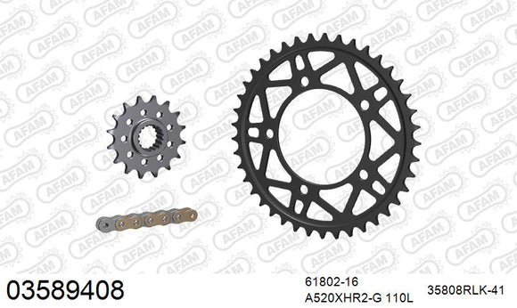 Aprilia RSV4 (1000cc) 2015-2020 - AFAM XS-ring Hyper reinforced Chain & Racing Superlight Steel Sprocket Kit, 520 conversion - 03589408 - P3 Tuning
