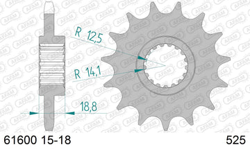 Aprilia ETV Caponord (1000cc) 2001-2008 - AFAM XS-ring super reinforced Chain & Steel Sprocket Kit, 525 (OE Pitch) - 03589551B - P3 Tuning