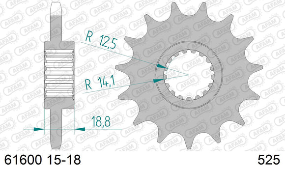 Aprilia ETV Caponord (1000cc) 2001-2008 - AFAM XS-ring super reinforced Chain & Steel Sprocket Kit, 525 (OE Pitch) - 03589551B - P3 Tuning