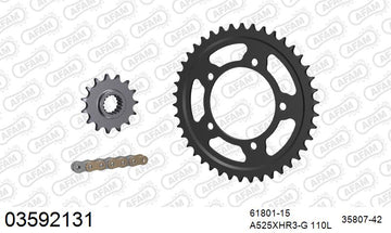 Aprilia Tuono V4 1100 RR / Factory 2015-2020 - AFAM XS-ring Hyper reinforced Chain & Steel Sprocket Kit, 525 (OE Pitch) - 03592131 - P3 Tuning