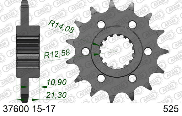 Aprilia Caponord 1200 2013-2014 - AFAM XS-ring Hyper reinforced Chain & Steel Sprocket Kit, 525 (OE Pitch) - 03595551 - P3 Tuning