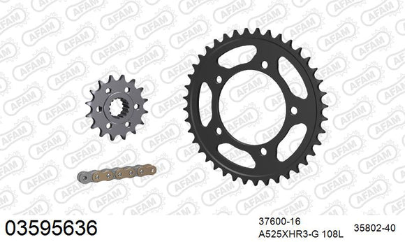 Aprilia Dorsoduro 1200 2011-2012 - AFAM XS-ring Hyper reinforced Chain & Steel Sprocket Kit, 525 (OE Pitch) - 03595636 - P3 Tuning
