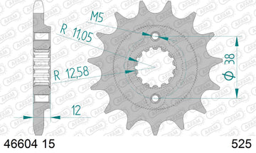 Cagiva Gran Canyon (900cc) 1998-2000 - AFAM XS-ring super reinforced Chain & Steel Sprocket Kit, 525 (OE Pitch) - 04486554 - P3 Tuning