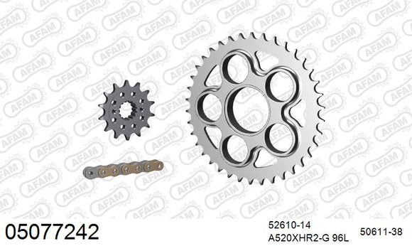 Ducati 748 1999 - AFAM XS-ring Hyper reinforced Chain & Steel Sprocket Kit, 520 (OE Pitch) - 05077242 - P3 Tuning