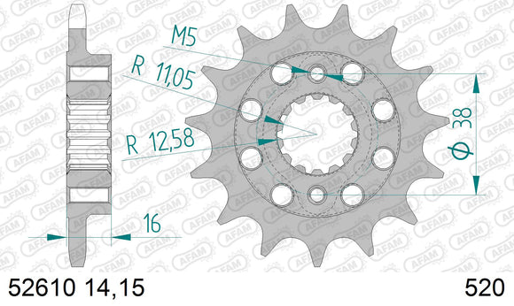 Ducati 748 / S Biposto 1995-2002 - AFAM XS-ring Hyper reinforced Chain & Steel Sprocket Kit, 520 (OE Pitch) - 05077242 - P3 Tuning
