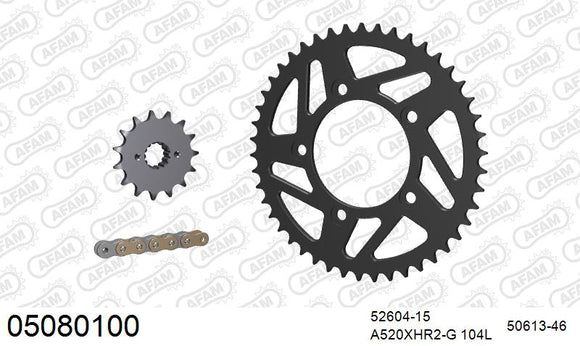 Ducati Scrambler Classic (800cc) 2015-2020 - AFAM XS-ring Hyper reinforced Chain & Steel Sprocket Kit, 520 (OE Pitch) - 05080100 - P3 Tuning