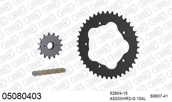 Ducati Monster 800 S2R 2005-2007 - AFAM XS-ring Hyper reinforced Chain & Steel Sprocket Kit, 520 conversion PCD2 - 05080403 - P3 Tuning
