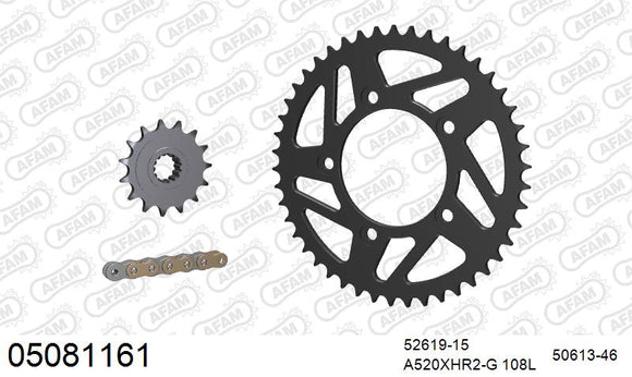 Ducati Monster 821 2015-2017 - AFAM XS-ring Hyper reinforced Chain & Steel Sprocket Kit, 520 (OE Pitch) - 05081161 - P3 Tuning