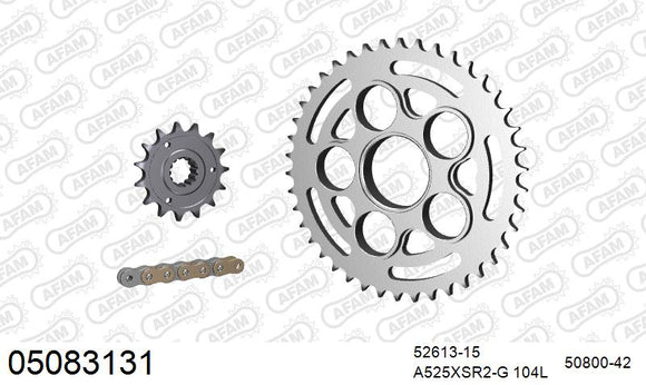 Ducati Multistrada 1000 S DS 2006 - AFAM XS-ring super reinforced Chain & Steel Sprocket Kit, 525 (OE Pitch) - 05083131 - P3 Tuning