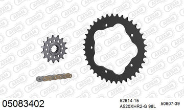 Ducati 848 Evo / Corse 2010-2013 - AFAM XS-ring Hyper reinforced Chain & Steel Sprocket Kit, 520 conversion PCD2 - 05083402 - P3 Tuning