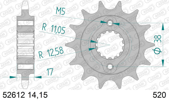 Ducati Monster 900 IE 2000-2001 - AFAM XS-ring Extra Reinforced Chain & Steel Sprocket Kit, 520 (OE Pitch) - 05086161 - P3 Tuning