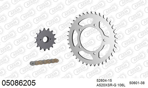 Ducati 906 Paso 1990-1991 - AFAM XS-ring Extra Reinforced Chain & Steel Sprocket Kit, 520 (OE Pitch) - 05086205 - P3 Tuning
