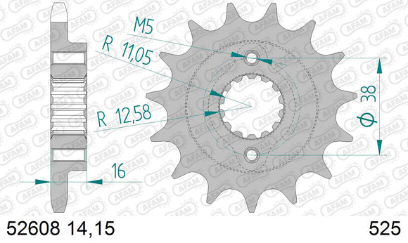 Ducati 996 S 2001 - AFAM XS-ring super reinforced Chain & Steel Sprocket Kit, 525 (OE Pitch) - 05086241 - P3 Tuning