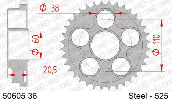 Ducati 996 S 2001 - AFAM XS-ring super reinforced Chain & Steel Sprocket Kit, 525 (OE Pitch) - 05086241 - P3 Tuning