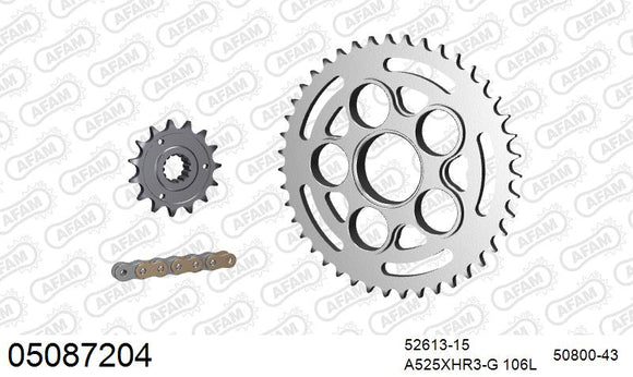 Ducati Hyperstrada 939 2016 - AFAM XS-ring Hyper reinforced Chain & Steel Sprocket Kit, 525 (OE Pitch) - 05087204 - P3 Tuning