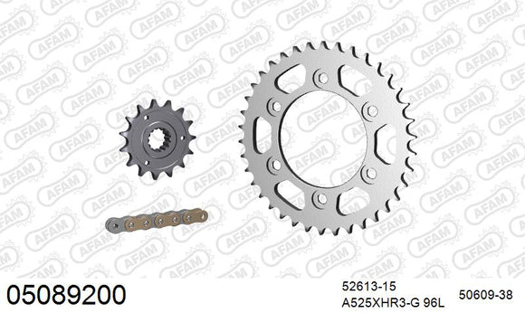 Ducati SS 1000 DS 2003-2006 - AFAM XS-ring Hyper reinforced Chain & Steel Sprocket Kit, 525 (OE Pitch) - 05089200 - P3 Tuning