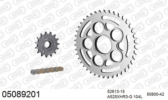 Ducati 848 Streetfighter 2012-2015 - AFAM XS-ring Hyper reinforced Chain & Steel Sprocket Kit, 525 (OE Pitch) - 05089201 - P3 Tuning
