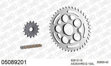 Ducati Multistrada 1000 DS 2003-2006 - AFAM XS-ring Hyper reinforced Chain & Steel Sprocket Kit, 525 (OE Pitch) - 05089201 - P3 Tuning