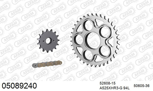 Ducati 996 S 2001 - AFAM XS-ring Hyper reinforced Chain & Steel Sprocket Kit, 525 (OE Pitch) - 05089240 - P3 Tuning