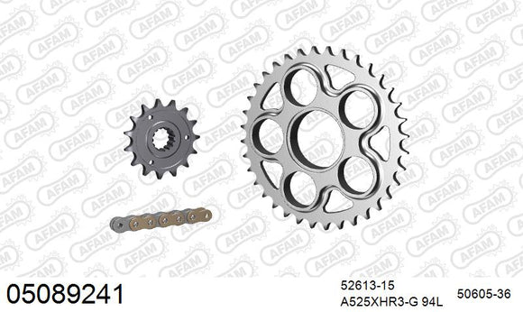 Ducati 998 Biposto 2002-2003 - AFAM XS-ring Hyper reinforced Chain & Steel Sprocket Kit, 525 (OE Pitch) - 05089241 - P3 Tuning