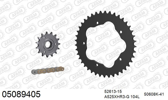 Ducati Hypermotard 1100 2010-2012 - AFAM XS-ring Hyper reinforced Chain & Steel Sprocket Kit, 525 conversion PCD2 - 05089405 - P3 Tuning