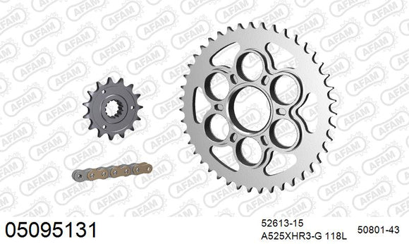 Ducati Diavel 1200 2017-2018 - AFAM XS-ring Hyper reinforced Chain & Steel Sprocket Kit, 525 (OE Pitch) - 05095131 - P3 Tuning