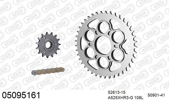 Ducati Monster 1200 / S 2015-2018 - AFAM XS-ring Hyper reinforced Chain & Steel Sprocket Kit, 525 (OE Pitch) - 05095161 - P3 Tuning