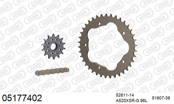 Ducati 748 1999 - AFAM XS-ring super reinforced Chain & Alu Sprocket Kit, 520 conversion PCD1 - 05177402 - P3 Tuning
