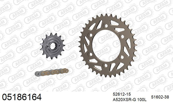 Ducati Monster 900 IE 2002 - AFAM XS-ring Extra Reinforced Chain & Alu Sprocket Kit, 520 (OE Pitch) - 05186164 - P3 Tuning