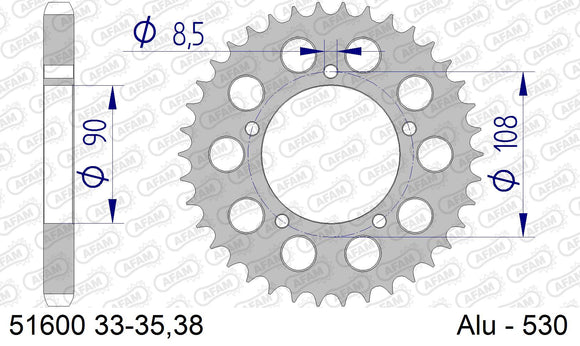 Ducati 900 Replica 1979 - AFAM XS-ring Extra Reinforced Chain & Alu Sprocket Kit, 530 conversion - 05186202 - P3 Tuning