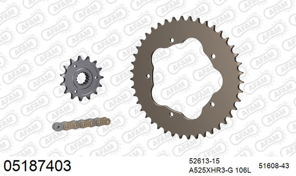 Ducati Hypermotard 939 2016-2018 - AFAM XS-ring Hyper reinforced Chain & Alu Sprocket Kit, 525 conversion PCD2 - 05187403 - P3 Tuning