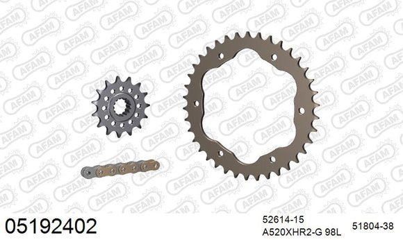 Ducati 1198 / S 2009-2011 - AFAM XS-ring Hyper reinforced Chain & Alu Sprocket Kit, 520 conversion PCD3 - 05192402 - P3 Tuning