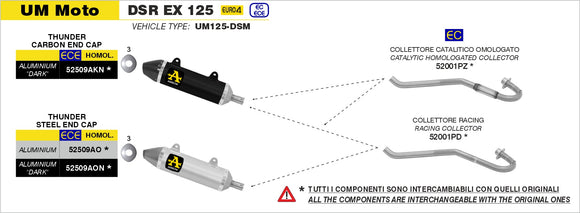 UM Moto UM DSR EX 125 Thunder titanium silencer with carby end cap