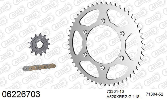 Gas Gas EC 200 / 250 / 300 / 350 2021-2026 - AFAM Xs-Ring Reinforced Plus Chain & Steel Sprocket Kit, 520 (OE Pitch) - 06226703 - P3 Tuning