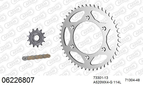 Husqvarna TC250 2014-2016 - AFAM MX Racing GP Chain & Steel Sprocket Kit, 520 (OE Pitch) - 06226807 - P3 Tuning