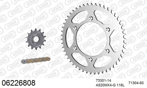 GasGas EC 500 F 2025-2026 - AFAM MX Racing GP Chain & Steel Sprocket Kit, 520 (OE Pitch) - 06226808 - P3 Tuning