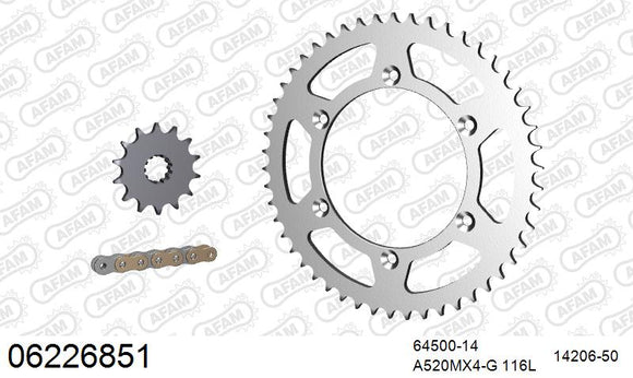 Husqvarna TC450 2003-2005 - AFAM MX Racing GP Chain & Steel Sprocket Kit, 520 (OE Pitch) - 06226851 - P3 Tuning