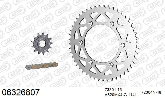 KTM 250 SX 2006-2011 - AFAM MX Racing GP Chain & Alu Sprocket Kit, 520 (OE Pitch) - 06326807 - P3 Tuning