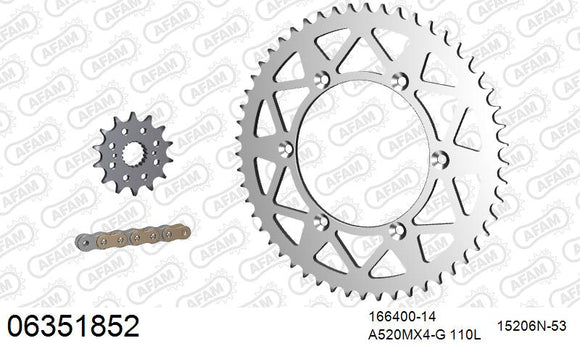 Husqvarna TC449 2011-2013 - AFAM MX Racing GP Chain & Alu Sprocket Kit, 520 (OE Pitch) - 06351852 - P3 Tuning