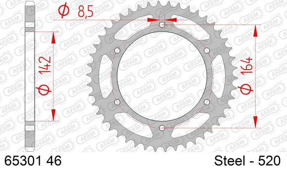 Hyosung GT250 2004-2015 - AFAM Xs-Ring Reinforced Plus Chain & Steel Sprocket Kit, 520 (OE Pitch) - 06526131 - P3 Tuning