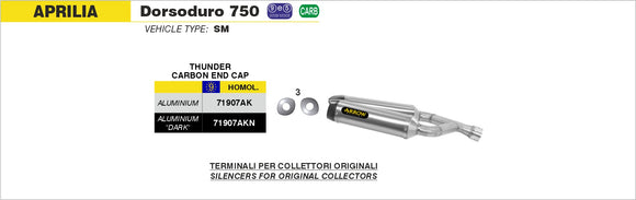 Aprilia DORSODURO 750 Aluminium "Dark" Thunder silencers (right and left) with carby end cap