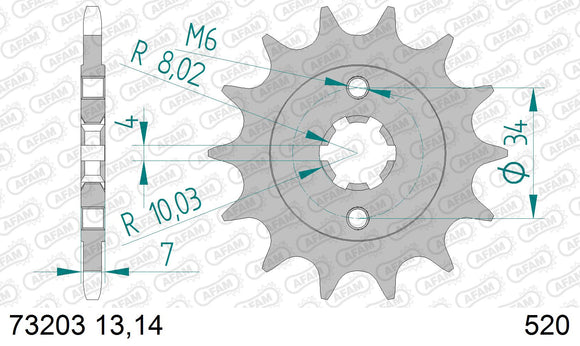 KTM 125 Duke 2011-2013 - AFAM MX reinforced Chain & Steel Sprocket Kit, 520 (OE Pitch) - 07113638B - P3 Tuning