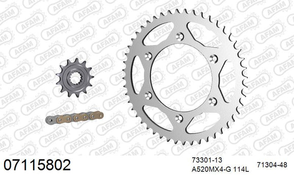 Husqvarna TC250 2014-2016 - AFAM MX reinforced Chain & Steel Sprocket Kit, 520 (OE Pitch) - 07115802 - P3 Tuning