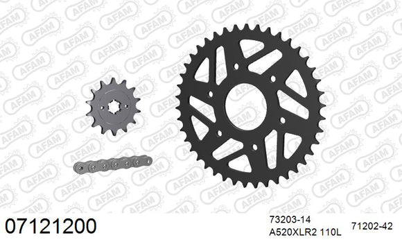 KTM RC 200 2014-2019 - AFAM XS-ring standard Chain & Steel Sprocket Kit, 520 (OE Pitch) - 07121200 - P3 Tuning