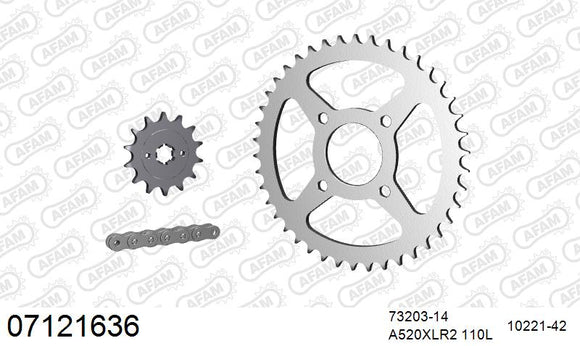 KTM 200 Duke 2012-2013 - AFAM XS-ring standard Chain & Steel Sprocket Kit, 520 (OE Pitch) - 07121636 - P3 Tuning