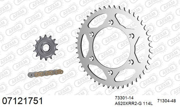 KTM EXC-GS 200 2000-2002 - AFAM Xs-Ring Reinforced Plus Chain & Steel Sprocket Kit, 520 (OE Pitch) - 07121751 - P3 Tuning