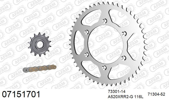 KTM 505 XCF 2009 - AFAM Xs-Ring Reinforced Plus Chain & Steel Sprocket Kit, 520 (OE Pitch) - 07151701 - P3 Tuning