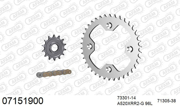 KTM 505 SX Quad 2009-2012 - AFAM Xs-Ring Reinforced Plus Chain & Steel Sprocket Kit, 520 (OE Pitch) - 07151900 - P3 Tuning